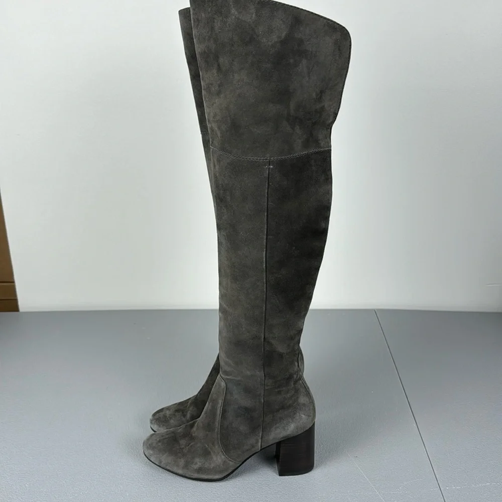 Frye Claude Over The Knee Boot in Smoke. Suede Finish. Size 7.